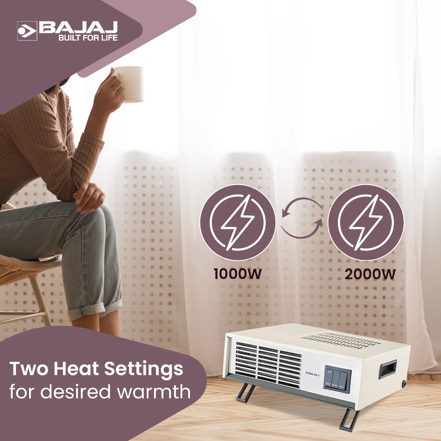 Bajaj Blow Hot Fan Convector Room Heater - Image 3
