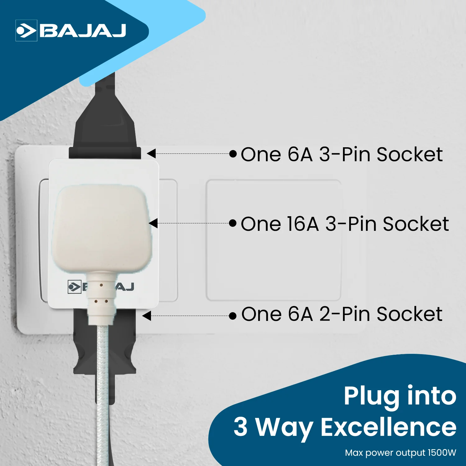 BAJAJ TURBO XL 16A 3 WAY MULTIPLUG - Image 3
