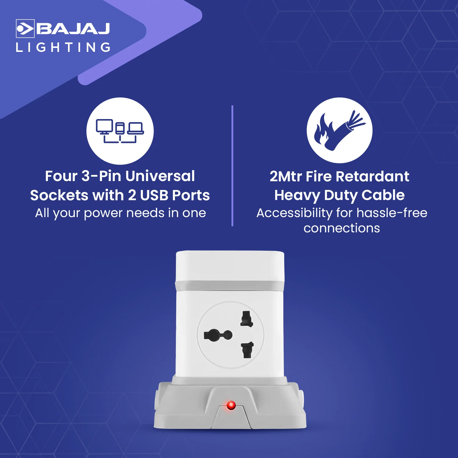 HERCULO TOWER 4 WAY WITH 2 USB PORT - Image 4